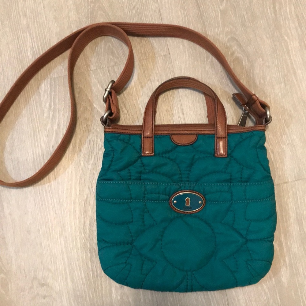 Fossil teal cross body bag